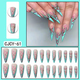 European and American wearable fake nails multi-color corrugated small flower checkerboard nails