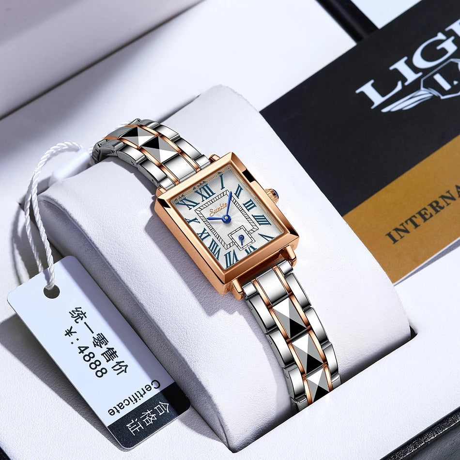 Lige Square Ladies Quartz Watch Beautiful Waterproof Watch