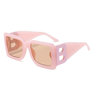 Large frame square sunglasses with B-leg women's concave design for sun shading, paired with sunglasses