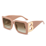 Large frame square sunglasses with B-leg women's concave design for sun shading, paired with sunglasses