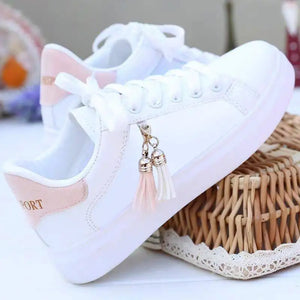 Women Sneaker Breathable Students Casual Shoes Sports for Girl Flat Mesh White Shoes