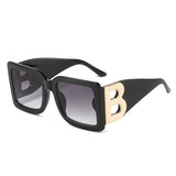 Large frame square sunglasses with B-leg women's concave design for sun shading, paired with sunglasses