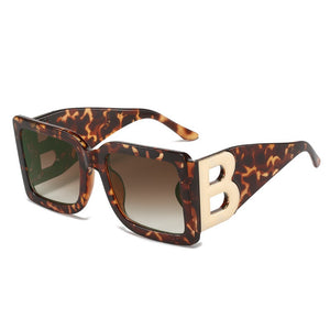 Large frame square sunglasses with B-leg women's concave design for sun shading, paired with sunglasses