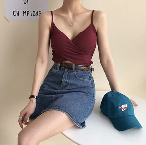 Camisole With Chest Pads Summer Outer Wear All-Match Slim Short Section Inner Bottoming Beautiful Back Underwear For Women