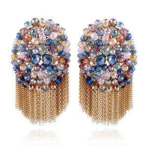 Hot Selling Statement Crystal Drop Earrings for Girls Multicolor Crystal Beads by Handmade Luxury Dangle Earrings Bijoux 4144