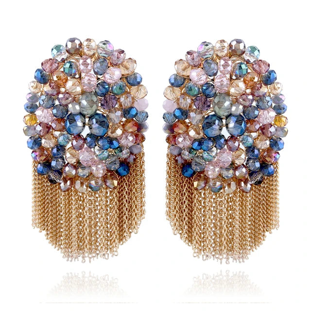 Hot Selling Statement Crystal Drop Earrings for Girls Multicolor Crystal Beads by Handmade Luxury Dangle Earrings Bijoux 4144