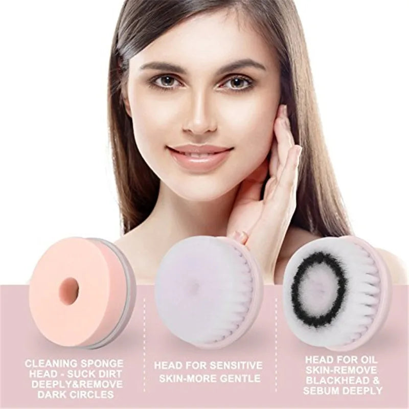 Electric Facial Cleanser 3-In-1 Washing Brush Face Cleansing Brush Skin Scrubber Cleaning Device For Face Brush Cleansing