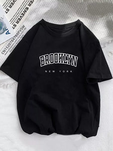 Women Brooklyn/Los Angeles Letter Print T Shirt