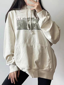 Graphic Print Thick Hoodie Women