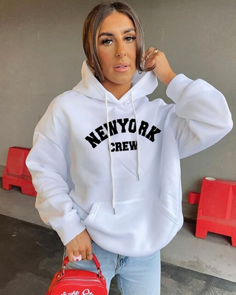 Oversized Letter Print Hoodie Women