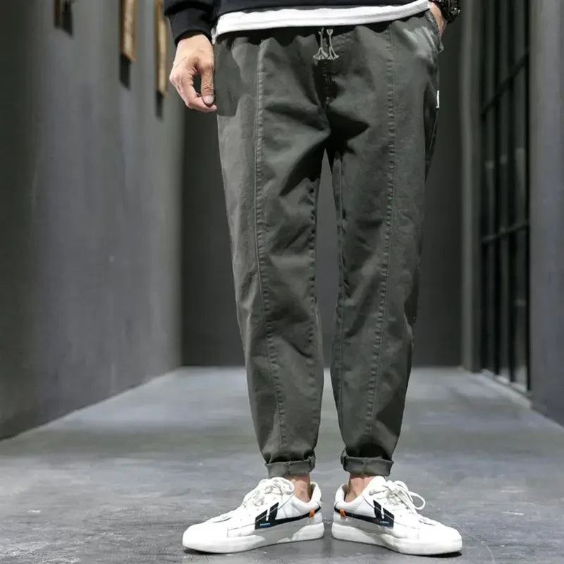 Solid Cotton Pants Men