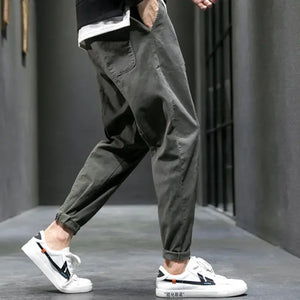 Solid Cotton Pants Men