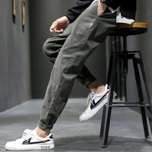 Solid Cotton Pants Men